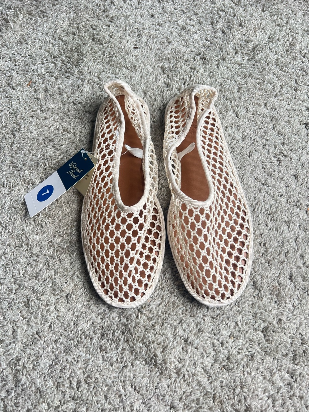 Universal Thread Cream Crochet Slip-On Flats. Size 7